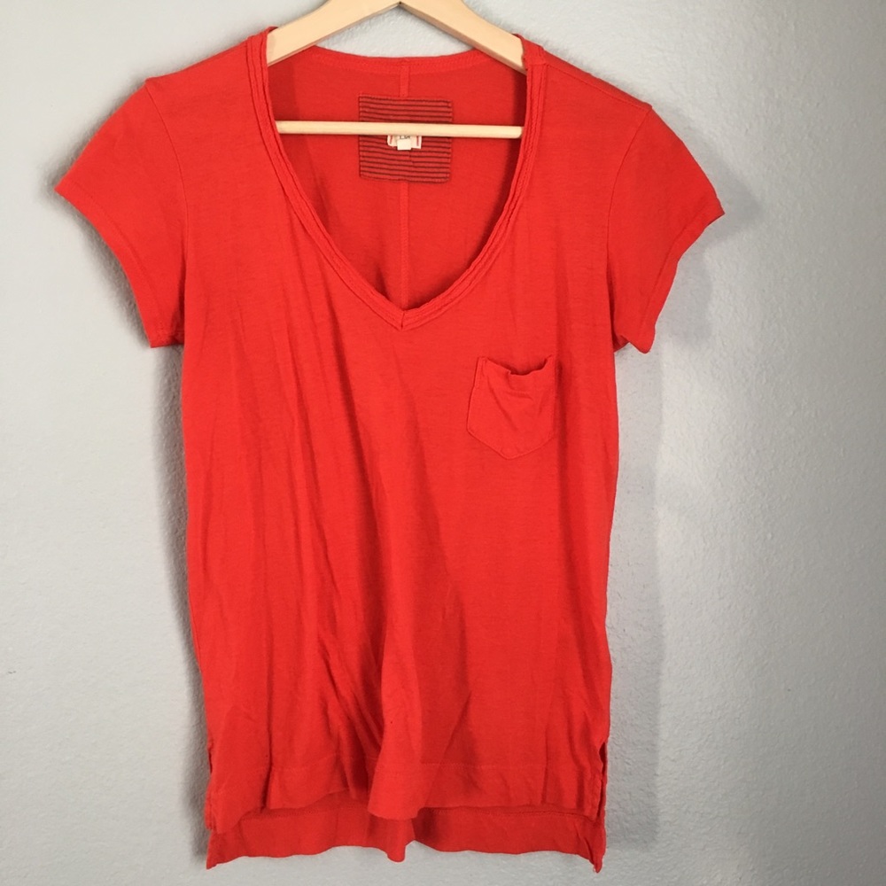 Anthropologie | t.la | Red Pocket V-neck T-shirt